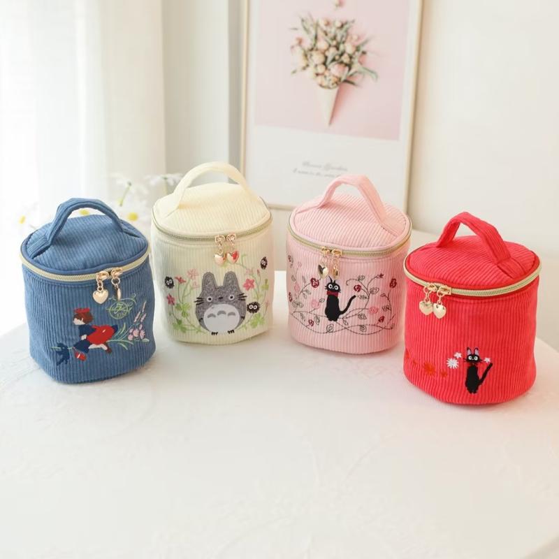 Cartoon Japanese Totoro Black Cat Gigi Witch Exquisite Embroidery Cute Makeup Bag Hand Carrying Small Barrel Bag For Women - Image 3