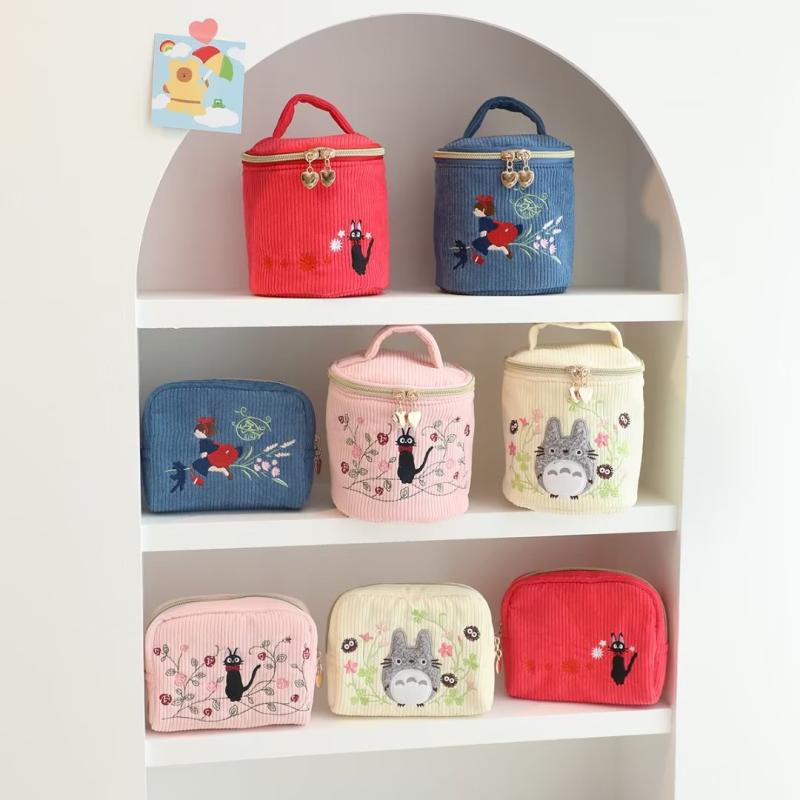 Cartoon Japanese Totoro Black Cat Gigi Witch Exquisite Embroidery Cute Makeup Bag Hand Carrying Small Barrel Bag For Women - Image 2