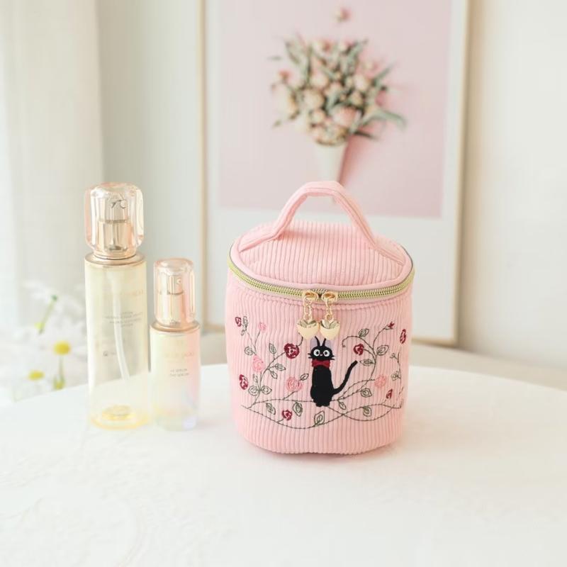 Cartoon Japanese Totoro Black Cat Gigi Witch Exquisite Embroidery Cute Makeup Bag Hand Carrying Small Barrel Bag For Women - Image 1