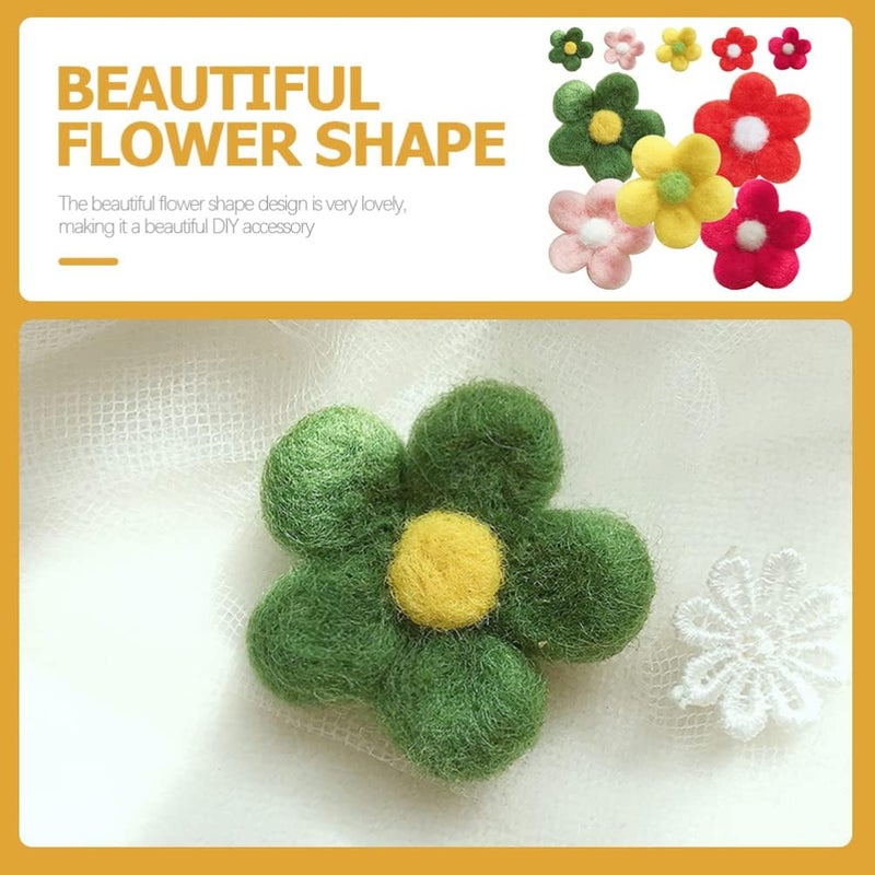 FRCOLOR 10pcs Wool Felt Flower Charms for Decor Embellishments for Crafts Hair Accessories and Clothing Creative Fun for Boys and Girls and Adults - Image 3