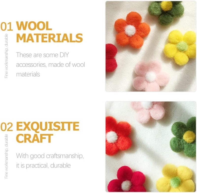 FRCOLOR 10pcs Wool Felt Flower Charms for Decor Embellishments for Crafts Hair Accessories and Clothing Creative Fun for Boys and Girls and Adults - Image 4