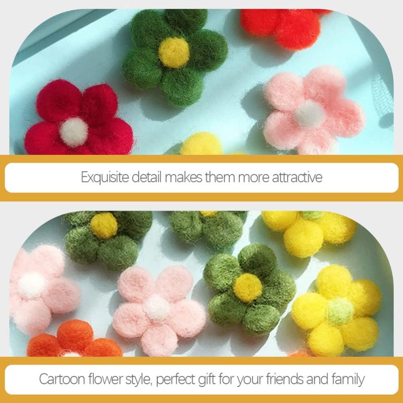 FRCOLOR 10pcs Wool Felt Flower Charms for Decor Embellishments for Crafts Hair Accessories and Clothing Creative Fun for Boys and Girls and Adults - Image 5