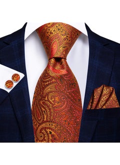 Silk Paisley Ties For Men Necktie Pocket Square Cufflinks Set Foral Tie Sets Formal Business,Burnt Orange - pzsku/Z3CDDE8BBDDDE6CE4495BZ/45/_/1735566667/840fc2d5-6b5f-4a95-b28b-959fd3291adc