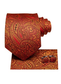 Silk Paisley Ties For Men Necktie Pocket Square Cufflinks Set Foral Tie Sets Formal Business,Burnt Orange - pzsku/Z3CDDE8BBDDDE6CE4495BZ/45/_/1735566669/053306a3-3d53-4a63-a26c-64e0c5400ddc