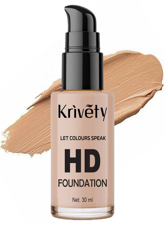 KRIVETY Foundation, Dewy Finish, Lightweight, Waterproof, With Vitamin E For Nourishing Skin & Oil Control,Natural Marble, 30ML - Image 1