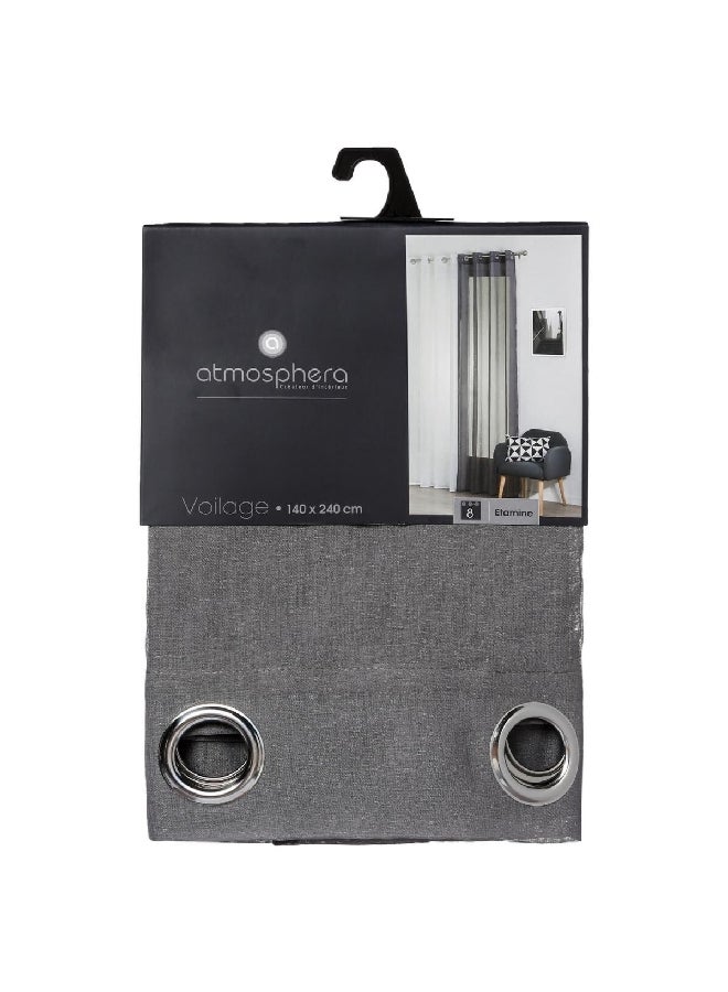 atmosphera 8-Eyelet Etamine Superior Quality Net Sheer Curtain Dark Grey 140 x 240 cm 120943B - Image 1