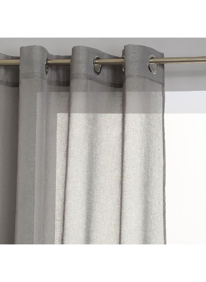 atmosphera 8-Eyelet Etamine Superior Quality Net Sheer Curtain Dark Grey 140 x 240 cm 120943B - Image 2