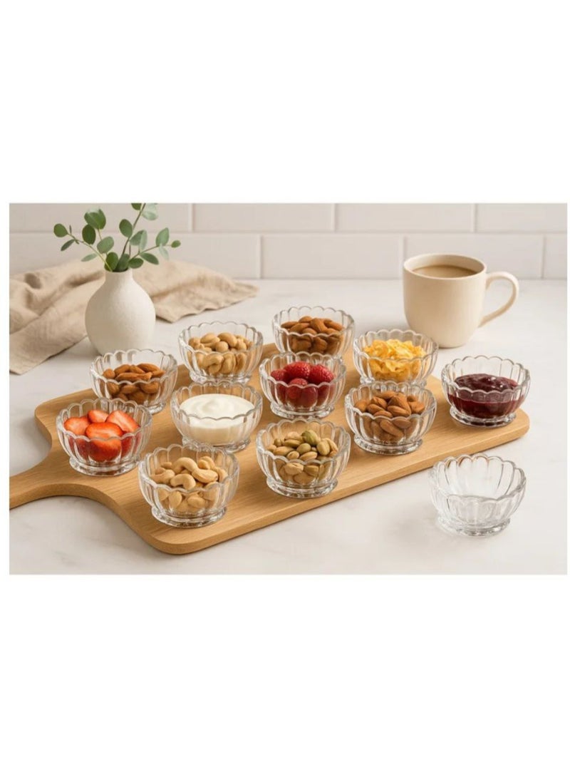 A set of 12 multi-use glass bowls with legs for nuts and sweets - Image 1