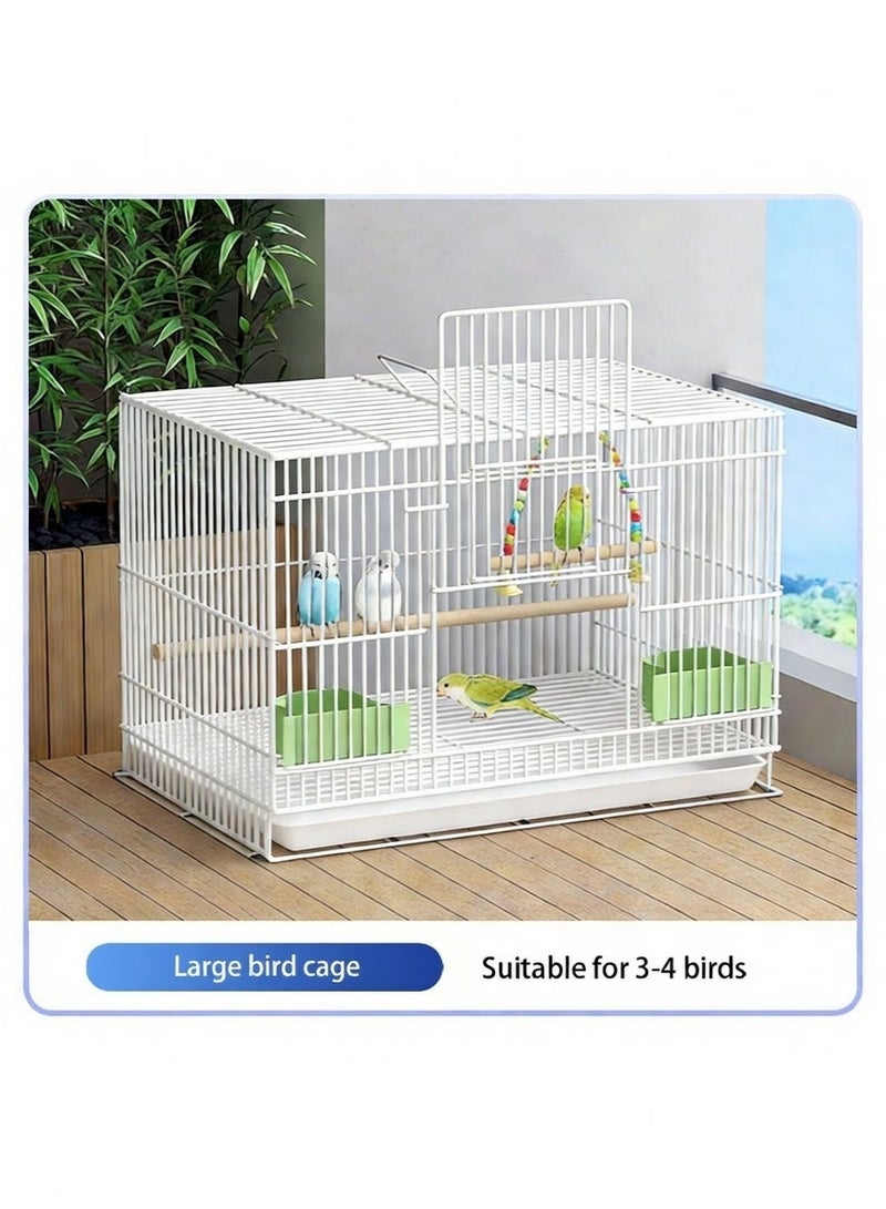 Portable Bird Cage Metal Parrot Cage Pigeon Cage with Feeding Bowls for 3-4 Birds - Image 4