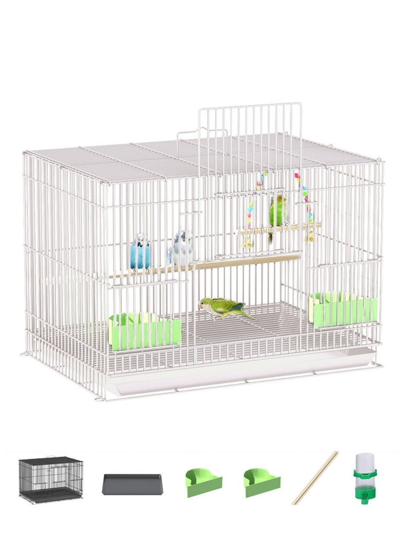 Portable Bird Cage Metal Parrot Cage Pigeon Cage with Feeding Bowls for 3-4 Birds - Image 1