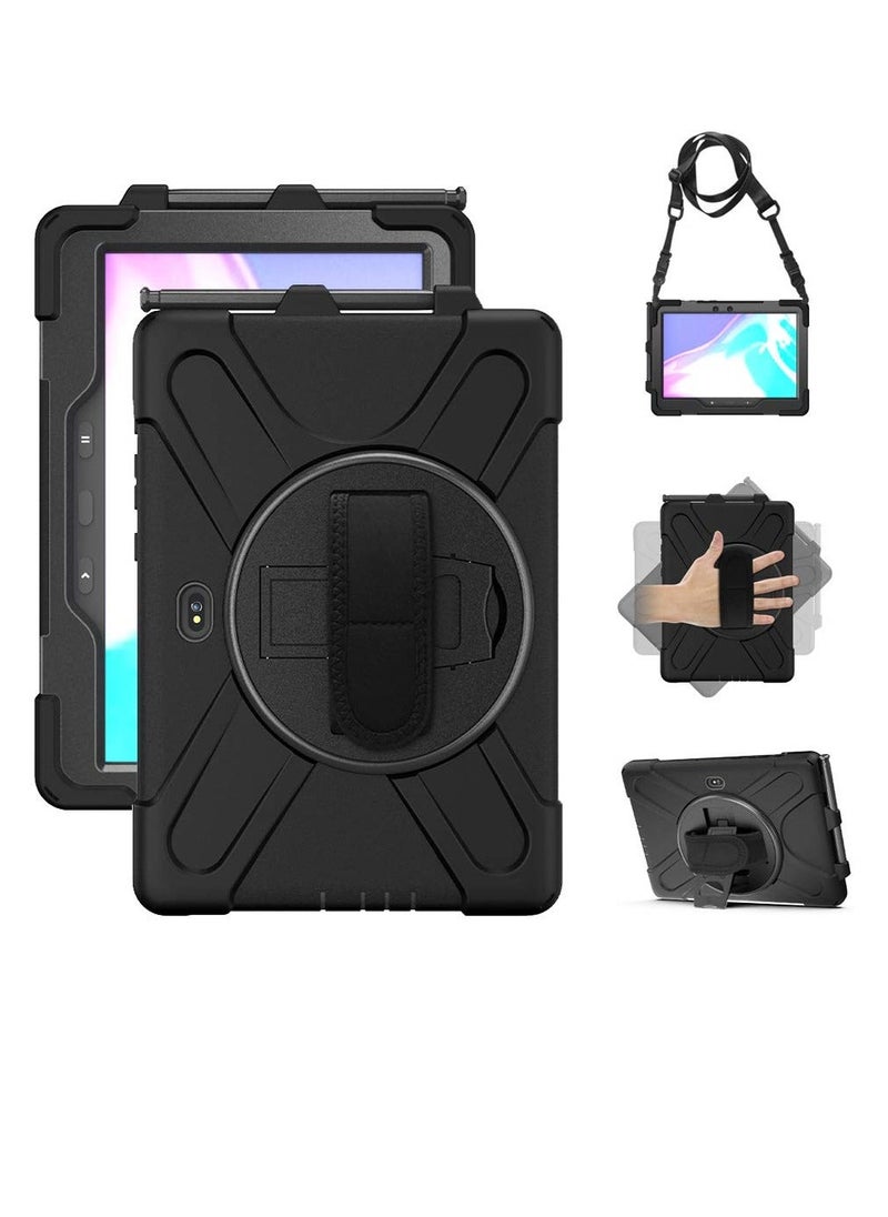 Generic - Samsung Galaxy Tab Active PRO 10.1 Case, Galaxy Tab Active4 PRO Case, Heavy Duty Rugged Shockproof Drop Protection Case with 360 Stand, Hand Strap & Shoulder Strap for SM-T540/T547/T630/T638, Black - Image 1