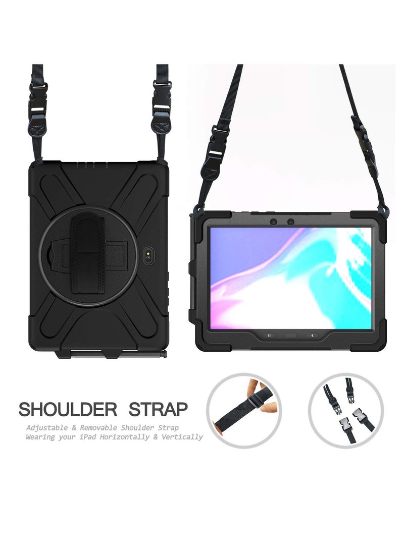 Generic - Samsung Galaxy Tab Active PRO 10.1 Case, Galaxy Tab Active4 PRO Case, Heavy Duty Rugged Shockproof Drop Protection Case with 360 Stand, Hand Strap & Shoulder Strap for SM-T540/T547/T630/T638, Black - Image 1