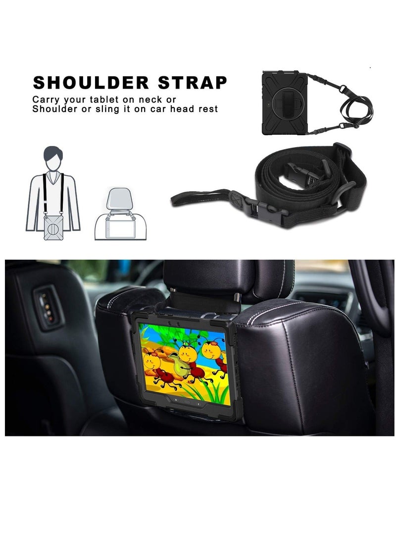 Generic - Samsung Galaxy Tab Active PRO 10.1 Case, Galaxy Tab Active4 PRO Case, Heavy Duty Rugged Shockproof Drop Protection Case with 360 Stand, Hand Strap & Shoulder Strap for SM-T540/T547/T630/T638, Black - Image 1