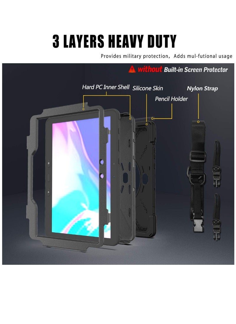 Generic - Samsung Galaxy Tab Active PRO 10.1 Case, Galaxy Tab Active4 PRO Case, Heavy Duty Rugged Shockproof Drop Protection Case with 360 Stand, Hand Strap & Shoulder Strap for SM-T540/T547/T630/T638, Black - Image 1