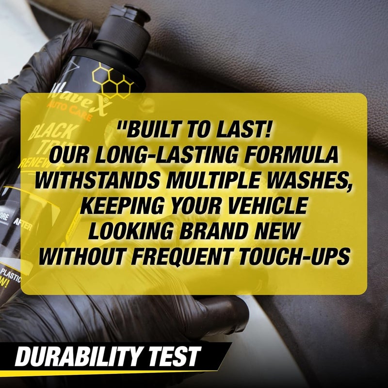 Wavex Black Trim Renew Plus Combo with Applicator Pad | 350ml Plastic & Rubber Restorer | Revives Faded Exterior Trim & Bumpers | Long-Lasting UV Protection | Wash Resistant - Image 5