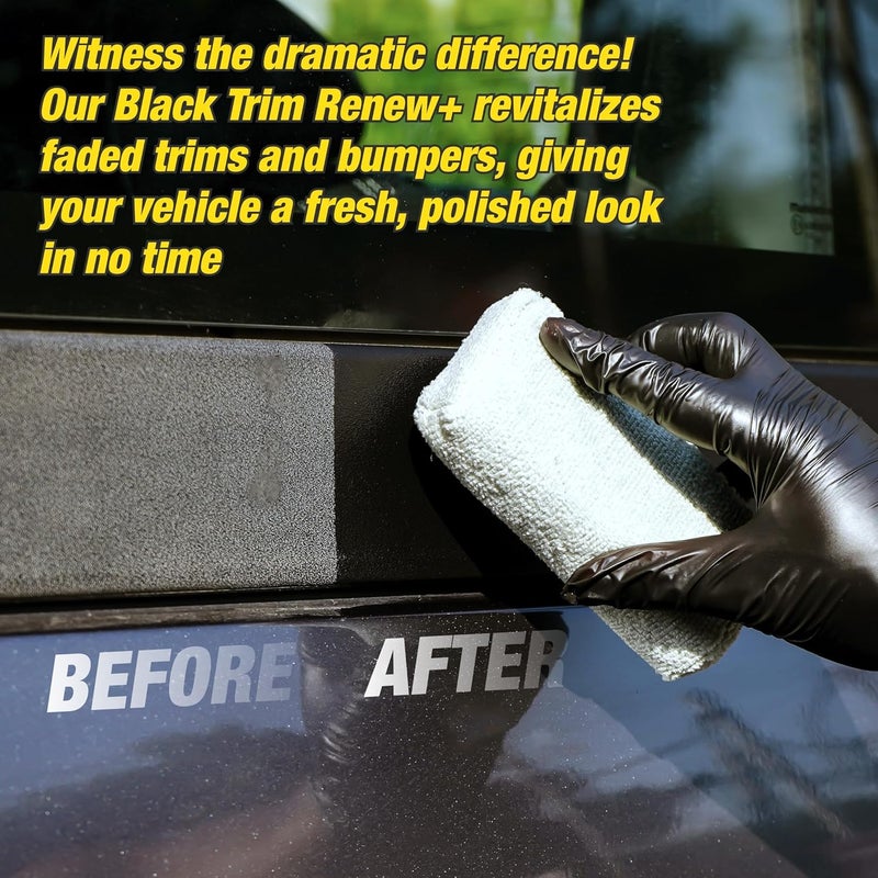 Wavex Black Trim Renew Plus Combo with Applicator Pad | 350ml Plastic & Rubber Restorer | Revives Faded Exterior Trim & Bumpers | Long-Lasting UV Protection | Wash Resistant - Image 2