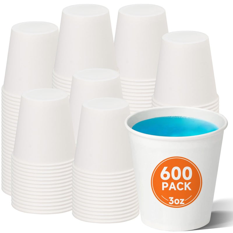METAPRINT 600 Pack 3 oz Small Paper Cups Disposable Bathroom Mouthwash Cups Espresso Cups Ideal for Parties and Everyday Use