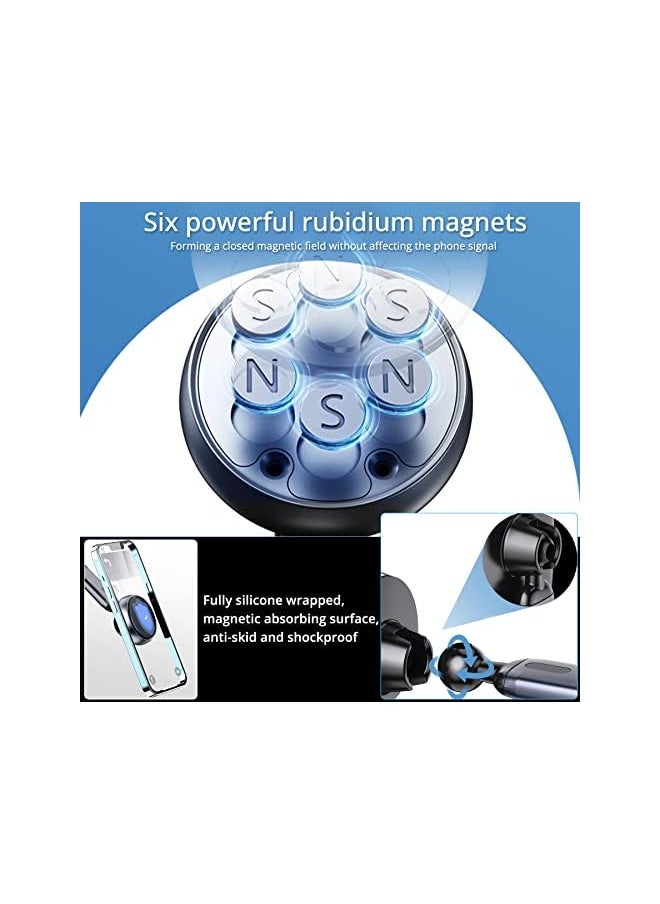 wisfunlly Magnetic Car Phone Holder, Powerful Magnets Car Phone Holder Mount for Dashboard Windshield, 360° Adjustable Cell Phone Holder Phone Stand for Car Compatible with iPhone Android  - Image 3