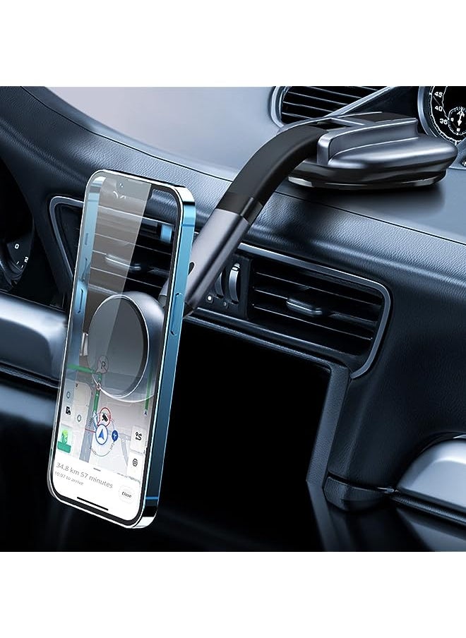 wisfunlly Magnetic Car Phone Holder, Powerful Magnets Car Phone Holder Mount for Dashboard Windshield, 360° Adjustable Cell Phone Holder Phone Stand for Car Compatible with iPhone Android  - Image 1