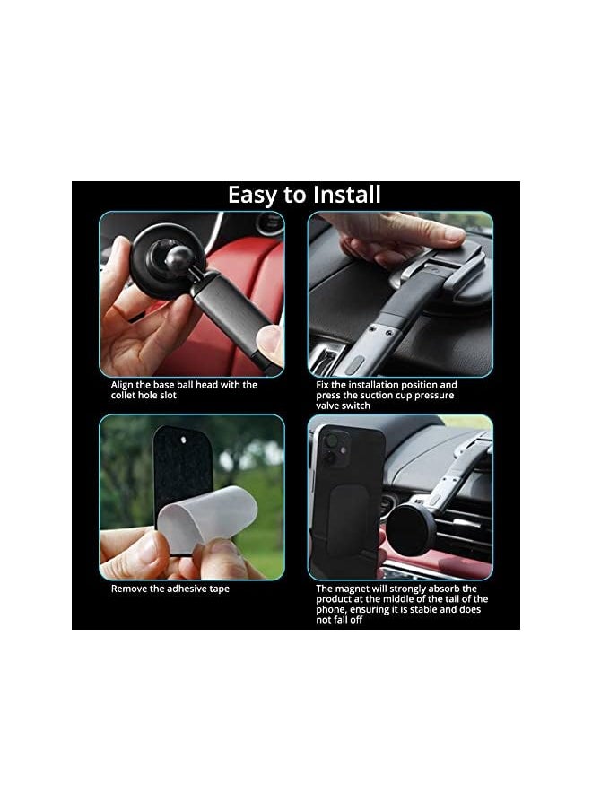 wisfunlly Magnetic Car Phone Holder, Powerful Magnets Car Phone Holder Mount for Dashboard Windshield, 360° Adjustable Cell Phone Holder Phone Stand for Car Compatible with iPhone Android  - Image 5