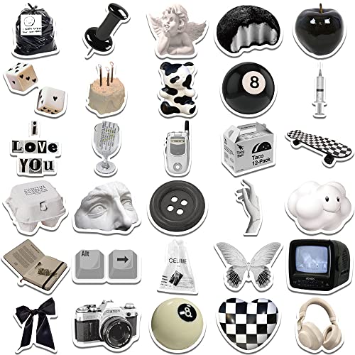 ZJSXINDI Stickers Aesthetic Waterproof Laptop Stickers Decals 61 Pcs for Water Bottle Laptop Computer Skateboard Bumper,Aesthetic Vsco Vinyl Stickers for Kids Teens Girls (Black and White) - Image 5