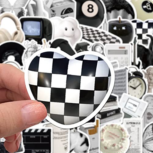 ZJSXINDI Stickers Aesthetic Waterproof Laptop Stickers Decals 61 Pcs for Water Bottle Laptop Computer Skateboard Bumper,Aesthetic Vsco Vinyl Stickers for Kids Teens Girls (Black and White) - Image 2