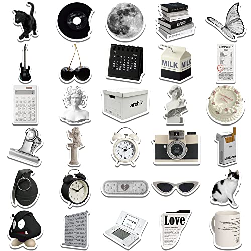 ZJSXINDI Stickers Aesthetic Waterproof Laptop Stickers Decals 61 Pcs for Water Bottle Laptop Computer Skateboard Bumper,Aesthetic Vsco Vinyl Stickers for Kids Teens Girls (Black and White) - Image 4