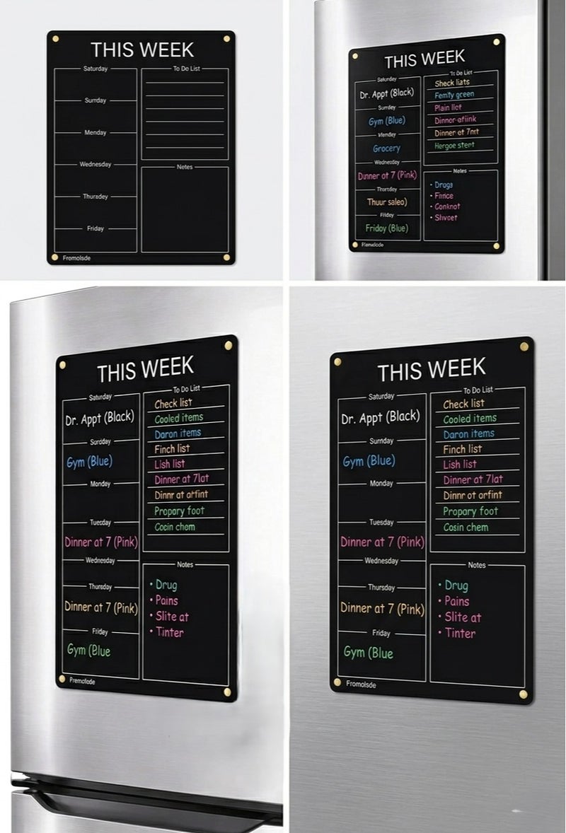 Acrylic Magnetic Weekly Planner for Fridge - Dry Erase Board with To-Do List & Notes - Image 1