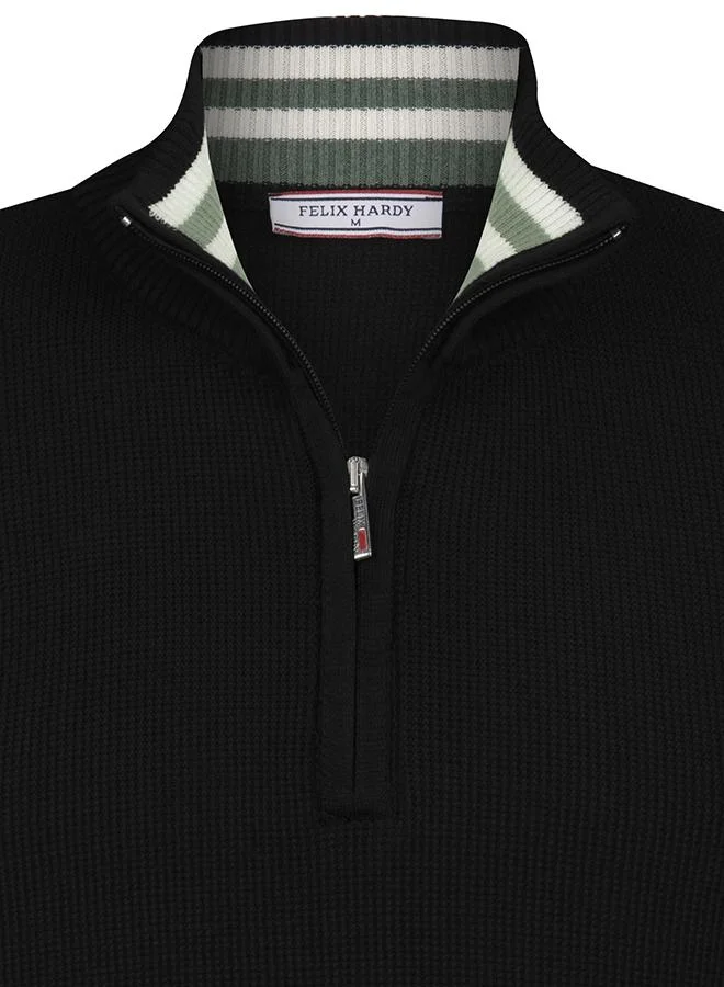 FELIX HARDY Black Half Zipper Pullover for Men | Best Price UAE