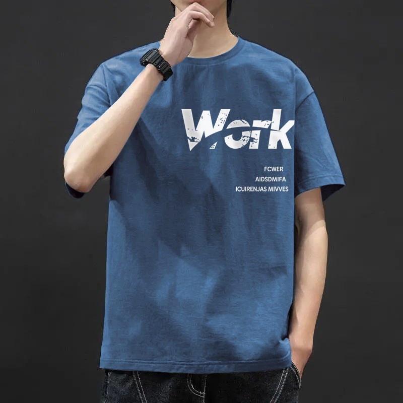 Short-Sleeved T-Shirt Men'S 2024 Men'S Round Neck Loose Short-Sleeved T-Shirt Korean-Style Students Half-Sleeved Trendy T-Shirt - Image 1