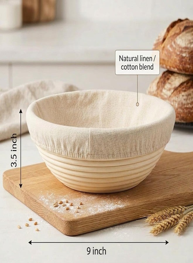 Saint Germain Bakery سلة خبز دائرية فاخرة من مخبز سان جيرمان مع بطانة (مجموعة من سلتين دائريتين مقاس 9 بوصات) - Image 2