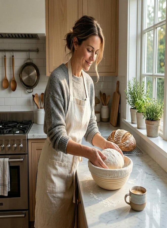 Saint Germain Bakery سلة خبز دائرية فاخرة من مخبز سان جيرمان مع بطانة (مجموعة من سلتين دائريتين مقاس 9 بوصات) - Image 5