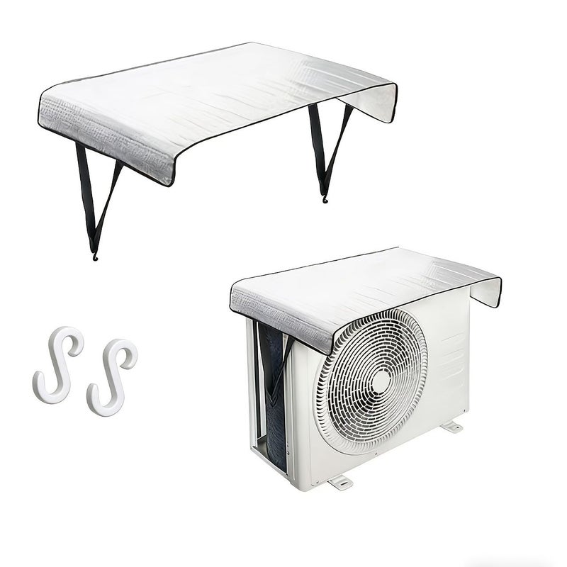Silver Double Layer Air Conditioner Outdoor Unit Cover Foam Thermal Shield Waterproof - Image 4