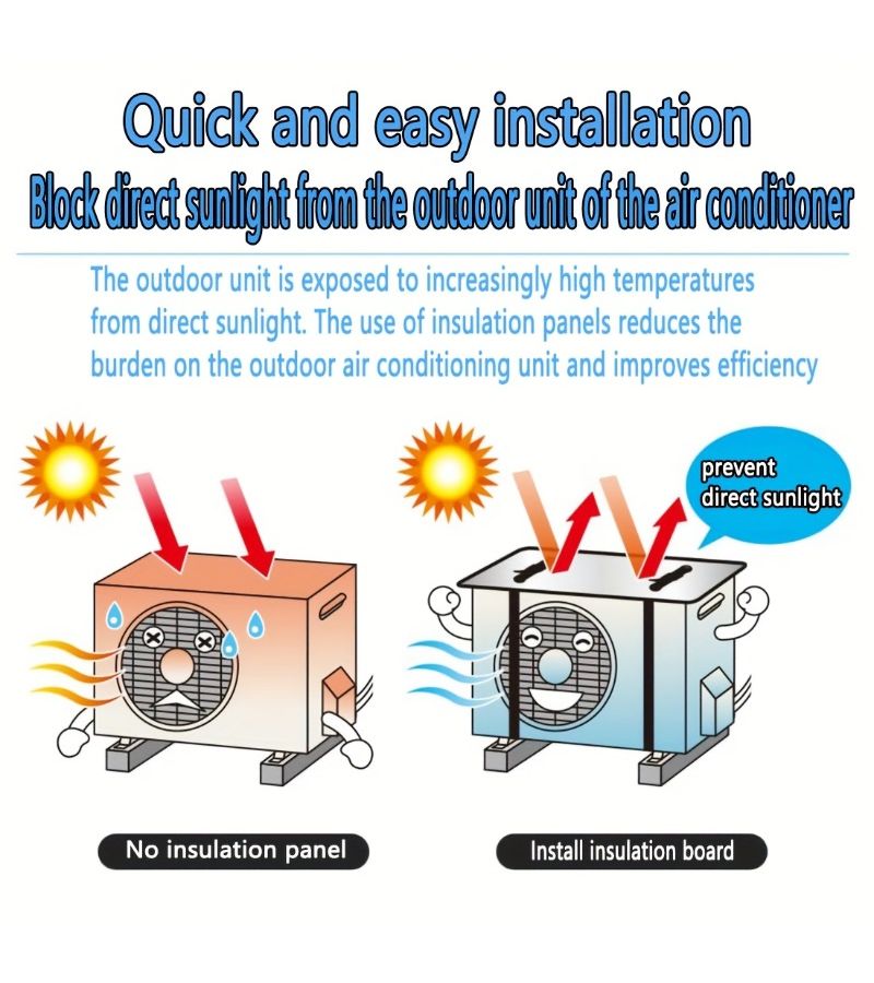 Silver Double Layer Air Conditioner Outdoor Unit Cover Foam Thermal Shield Waterproof - Image 5