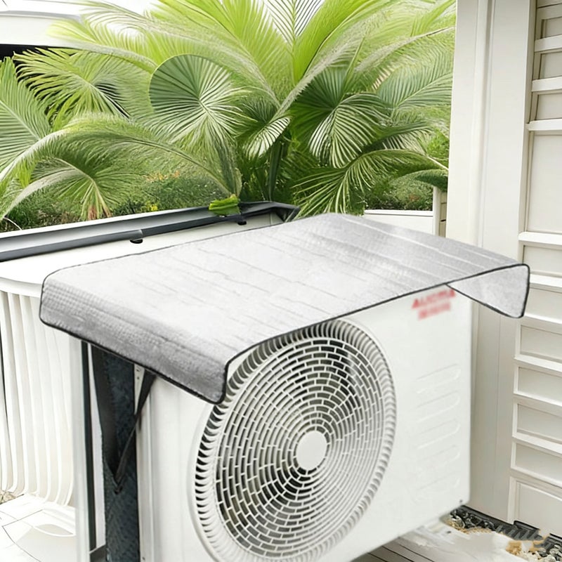 Silver Double Layer Air Conditioner Outdoor Unit Cover Foam Thermal Shield Waterproof - Image 1