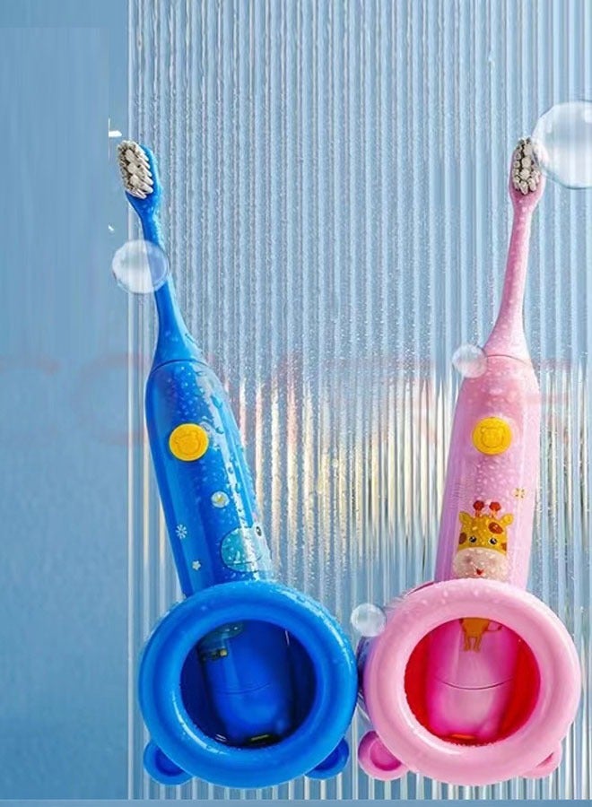 NKX Children's Electric Toothbrush Super Soft Waterproof Teeth Cleaning Artifact Battery Powered (4 Heads) with Stand - Image 4