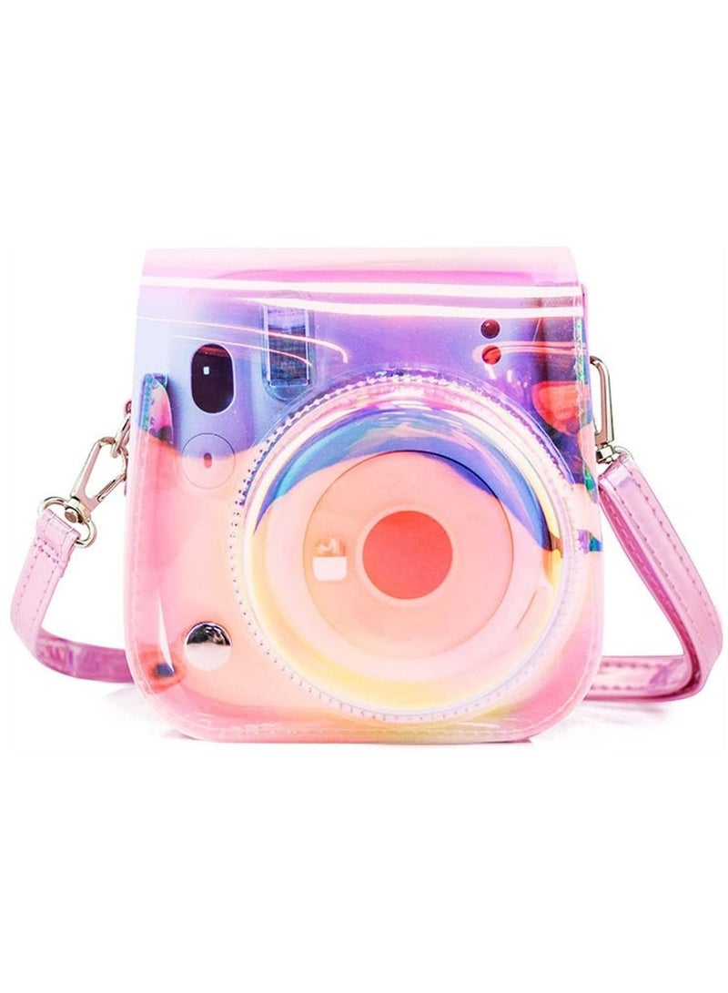 Instant Camera Case Compatible with for Instax Mini 11/9/8, PU Leather Bag with Adjustable Shoulder Strap, Illusion-colour Camera Case (Transparent Illusion), transparent illusion, Pack Strap - Image 1