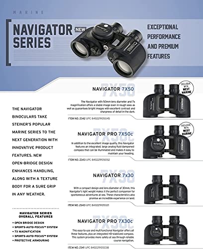 Steiner Navigator 7x50 Binoculars - Magnification 7X - High Contrast Optics - Floating Prism System - Sports-Auto Focus - Delivers Excellent Image Clarity, Navy Blue (2342, New Version) - Image 3