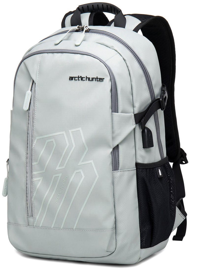 ARCTIC HUNTER Laptop Backpack for Unisex 28L Travel Backpack with 15.6-inch Laptop Pocket Compartment Business Backpack with Power Bank USB Port Water Resistant Premium Office Backpack B00387 Grey - Image 1