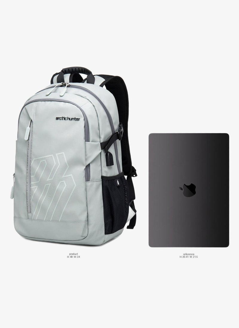 ARCTIC HUNTER Laptop Backpack for Unisex 28L Travel Backpack with 15.6-inch Laptop Pocket Compartment Business Backpack with Power Bank USB Port Water Resistant Premium Office Backpack, B00387, Grey - Image 3