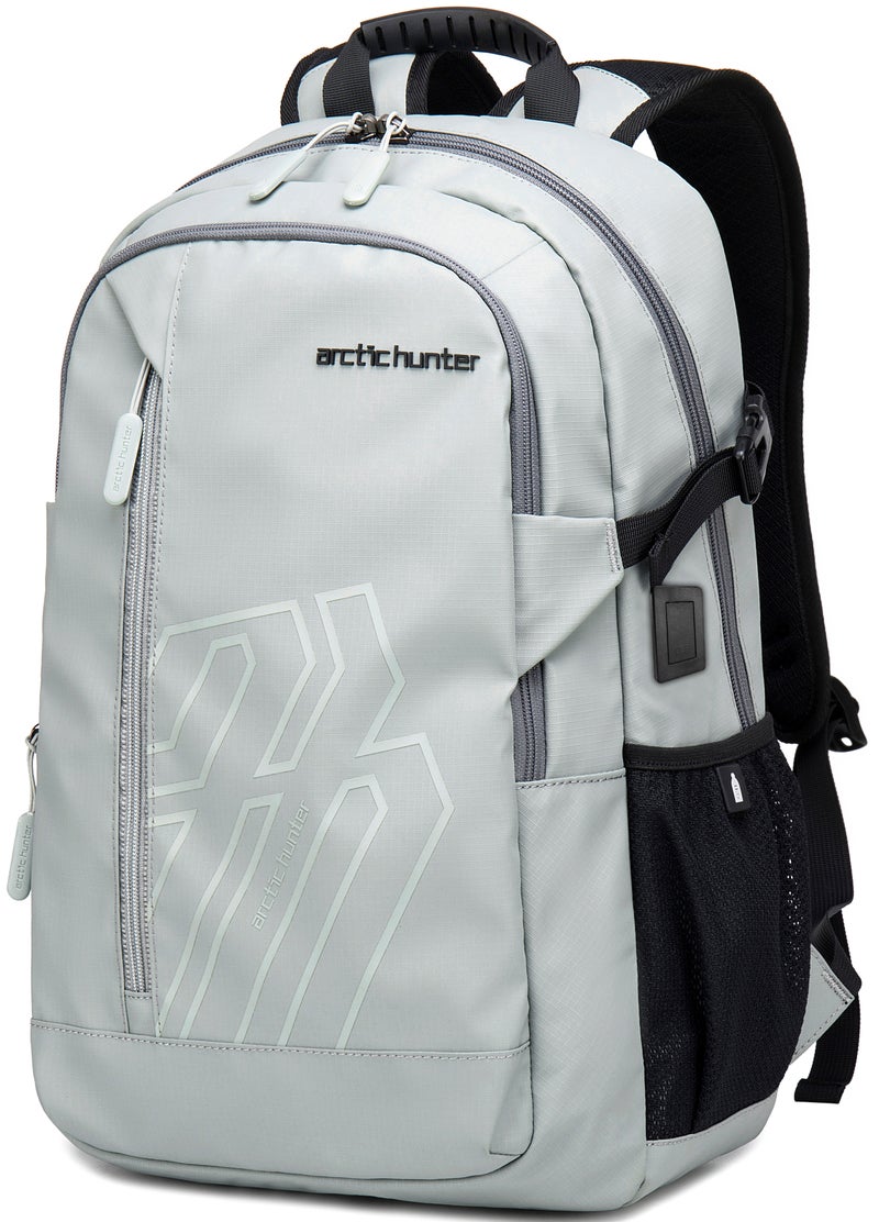 ARCTIC HUNTER Laptop Backpack for Unisex 28L Travel Backpack with 15.6-inch Laptop Pocket Compartment Business Backpack with Power Bank USB Port Water Resistant Premium Office Backpack, B00387, Grey - Image 1