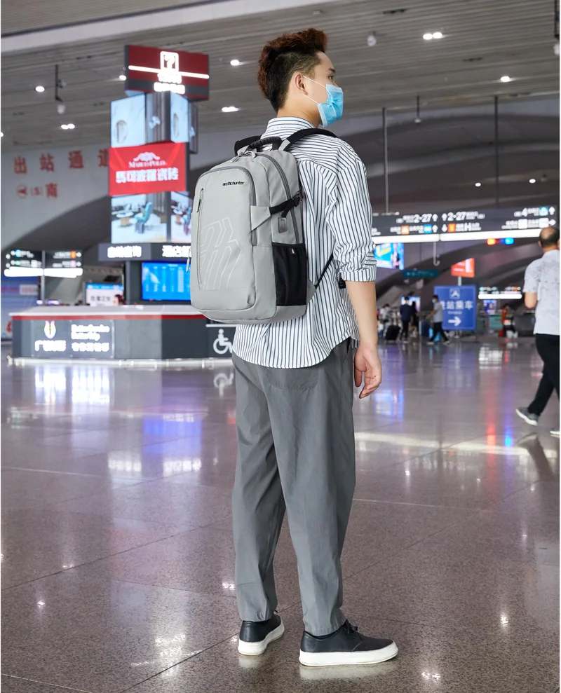 Arctic Hunter Laptop Backpack for Unisex 28L Travel Backpack with 15.6-inch Laptop Pocket Compartment Business Backpack with Power Bank USB Port Water Resistant Premium Office Backpack, B00387, Grey