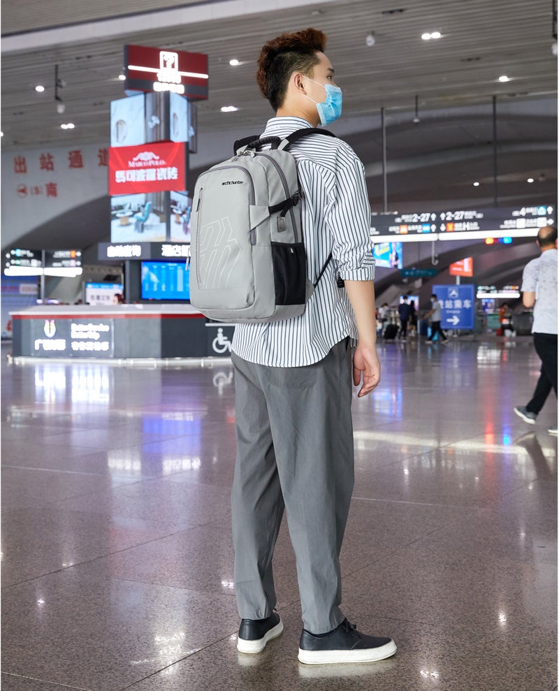 ARCTIC HUNTER Laptop Backpack for Unisex 28L Travel Backpack with 15.6-inch Laptop Pocket Compartment Business Backpack with Power Bank USB Port Water Resistant Premium Office Backpack, B00387, Grey - Image 2