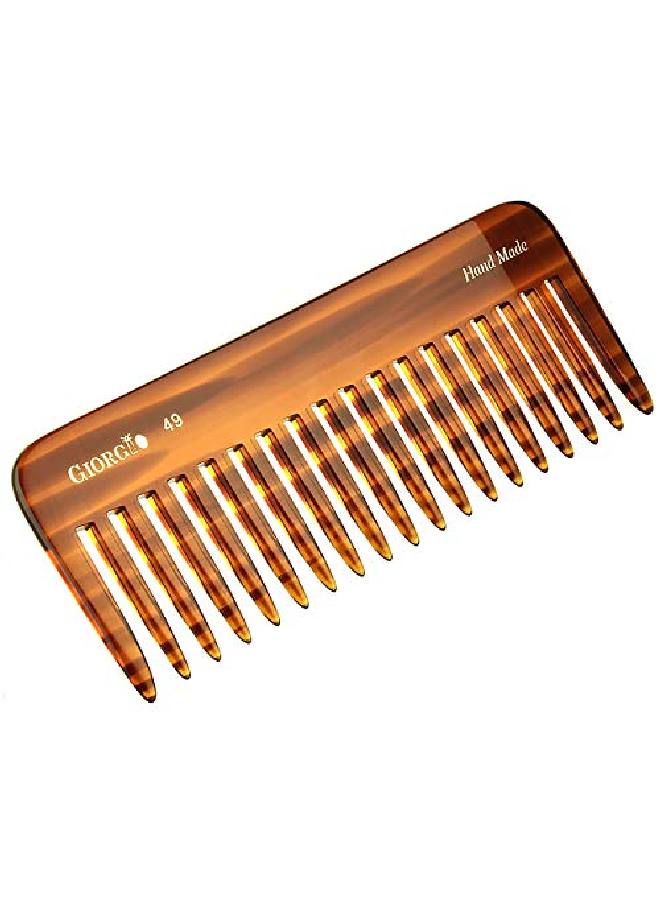 Giorgio G49 Large 5.75 Inch Hair Detangling Comb Wide Teeth For Thick Curly Wavy Hair. Long Hair Detangler Comb For Wet And Dry. Handmade Of Quality Cellulose Sawcut Hand Polished Tortoise Shell - Image 2