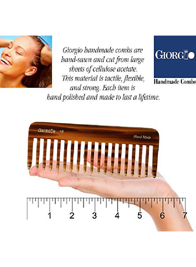 Giorgio G49 Large 5.75 Inch Hair Detangling Comb Wide Teeth For Thick Curly Wavy Hair. Long Hair Detangler Comb For Wet And Dry. Handmade Of Quality Cellulose Sawcut Hand Polished Tortoise Shell - Image 4