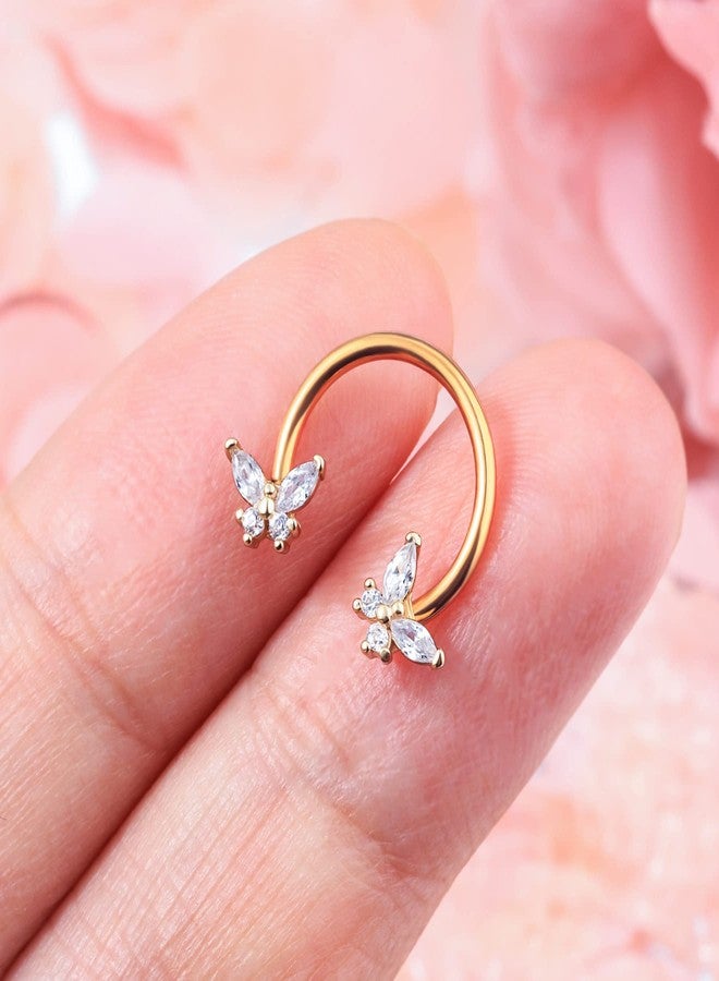 Melighting Butterfly Septum Rings 16G Daith Earrings 316L Surgical Steel Septum Jewelry Clear CZ Nose Rings Hoop Helix Earrings Cartilage Piercing Jewelry for Women - Image 3