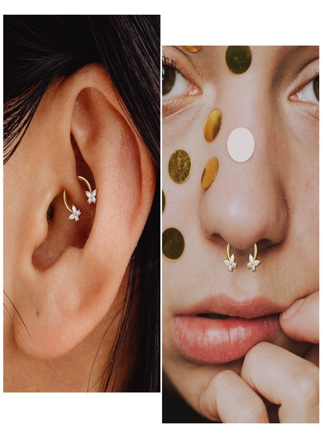 Melighting Butterfly Septum Rings 16G Daith Earrings 316L Surgical Steel Septum Jewelry Clear CZ Nose Rings Hoop Helix Earrings Cartilage Piercing Jewelry for Women - Image 4