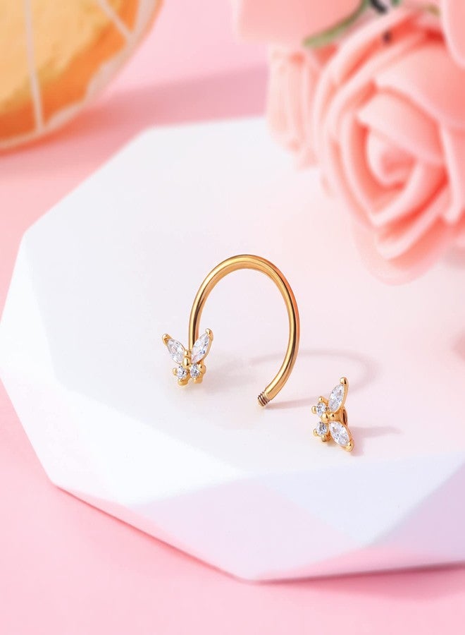 Melighting Butterfly Septum Rings 16G Daith Earrings 316L Surgical Steel Septum Jewelry Clear CZ Nose Rings Hoop Helix Earrings Cartilage Piercing Jewelry for Women - Image 5