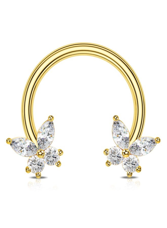 Melighting Butterfly Septum Rings 16G Daith Earrings 316L Surgical Steel Septum Jewelry Clear CZ Nose Rings Hoop Helix Earrings Cartilage Piercing Jewelry for Women - Image 1