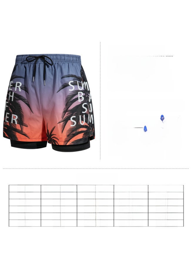 إسكدنيا شورت سباحة مزدوج الطبقات مع سحاب للرجال، ملابس سباحة بخمس نقاط، سراويل شاطئ احترافية مضادة للإحراج، معدات سباحة للبالغين - اللون: شورت سباحة جوز الهند الأزرق مزدوج الطبقة (سحاب) - - Image 5